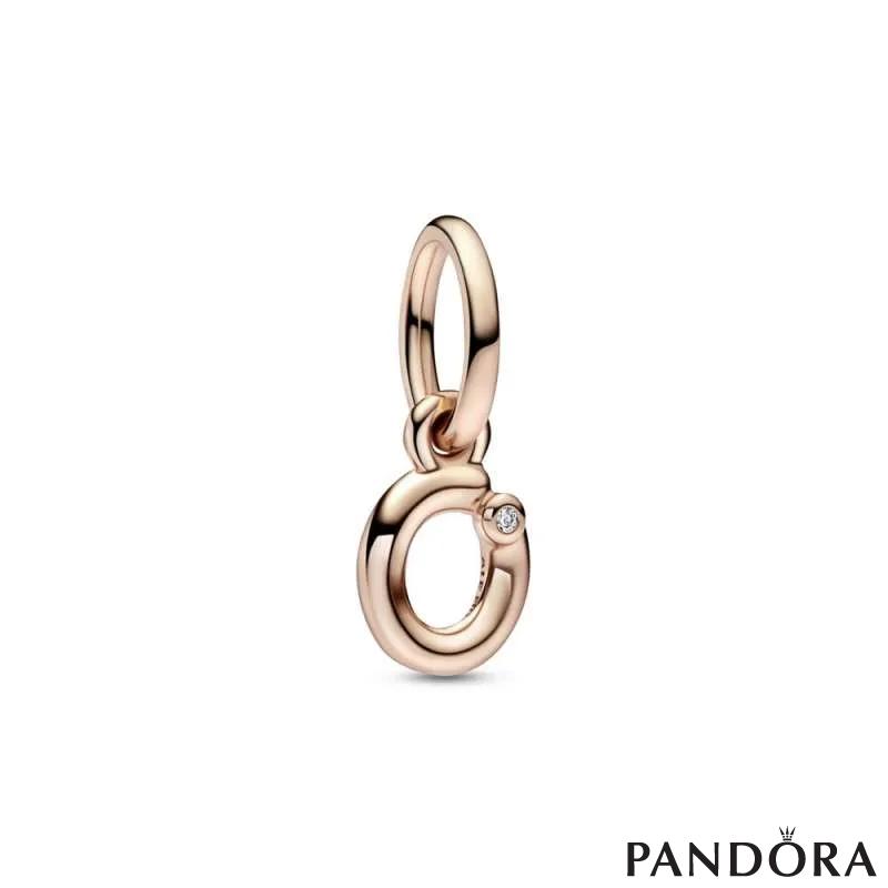 Letter o 14k rose gold-plated dangle with clear cubic zirconia 