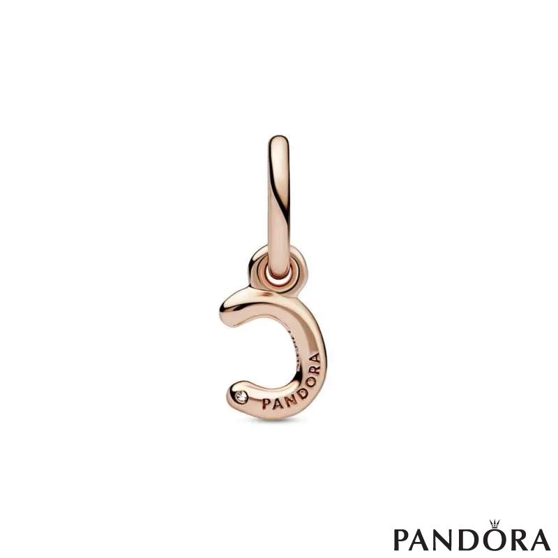 Letter c 14k rose gold-plated dangle with clear cubic zirconia 