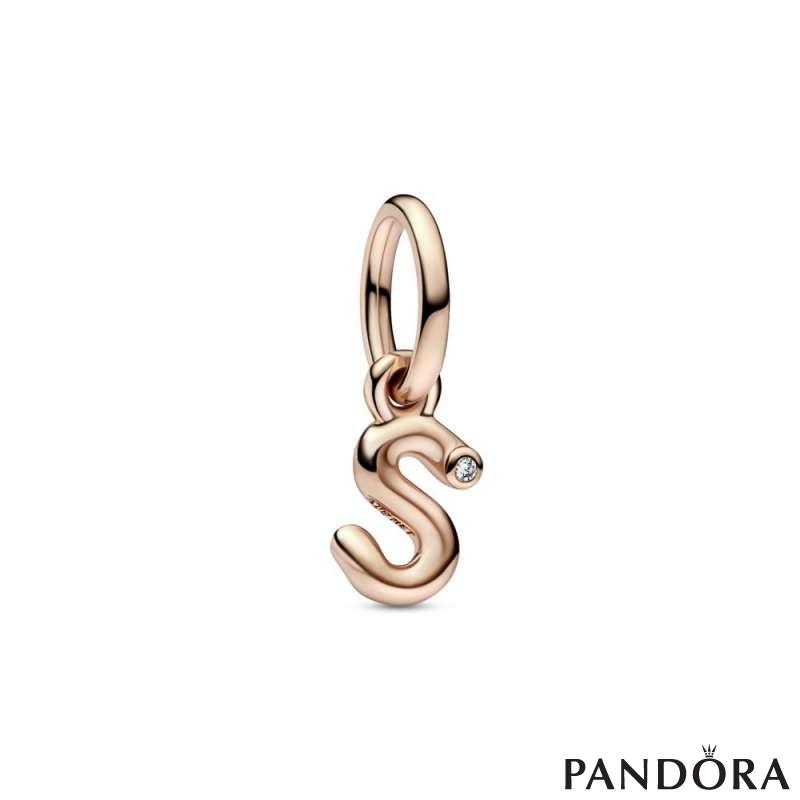 Letter s 14k rose gold-plated dangle with clear cubic zirconia 