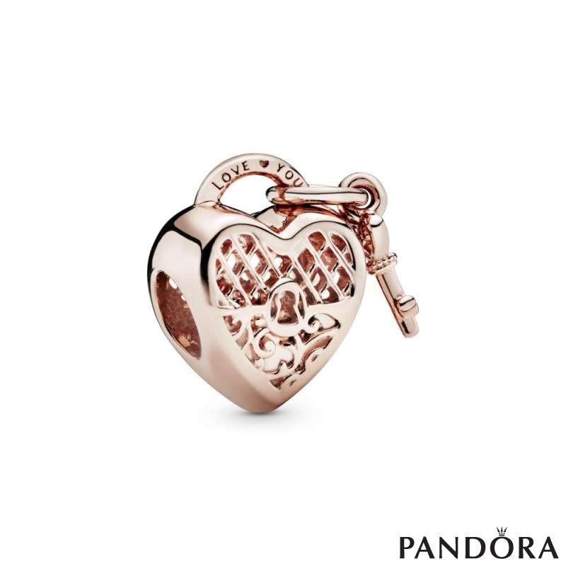 Love You Heart Padlock Charm