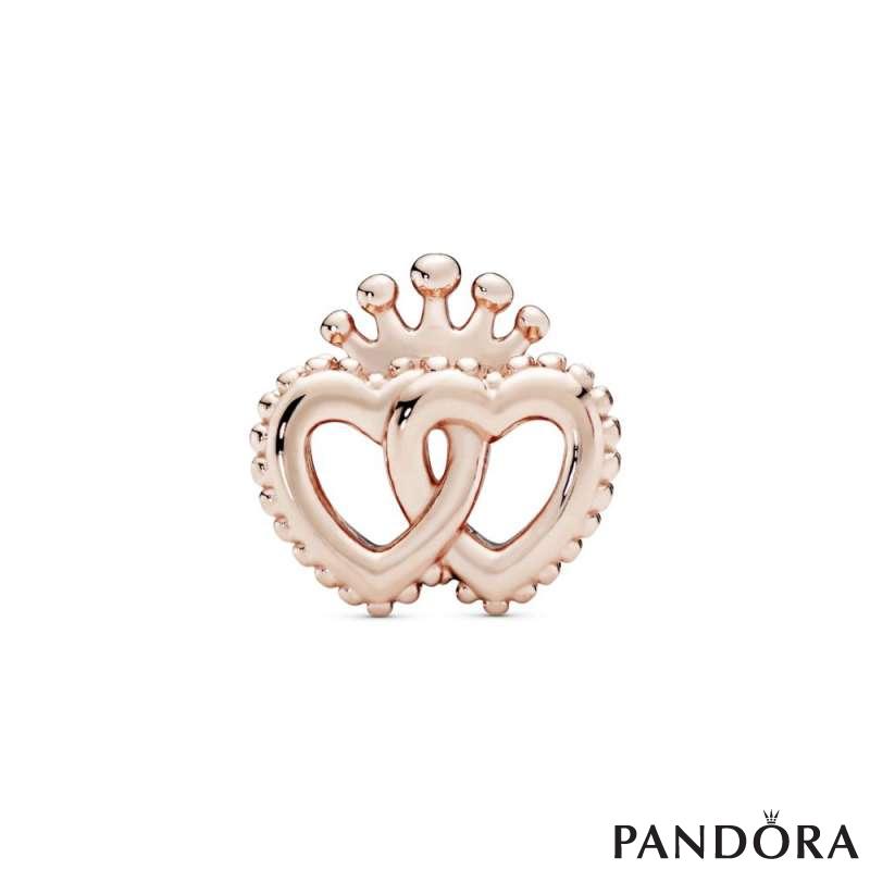 Crown and Entwined Hearts Charm