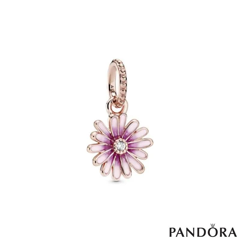 Pink Daisy Flower Dangle Charm 