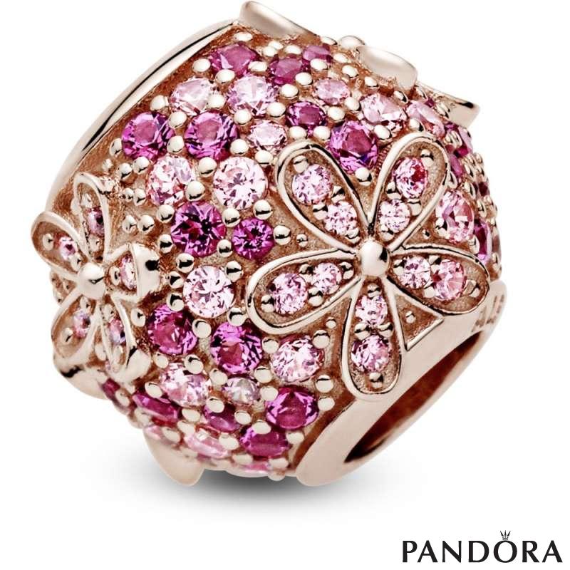Pink Pavé Daisy Flower Charm