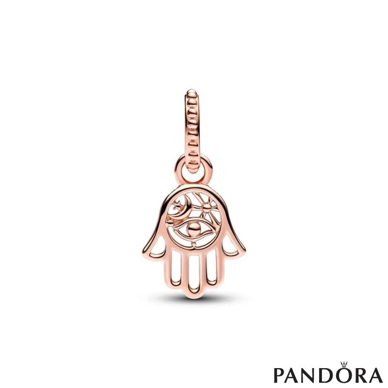 Hamsa hand 14k rose gold-plated dangle 