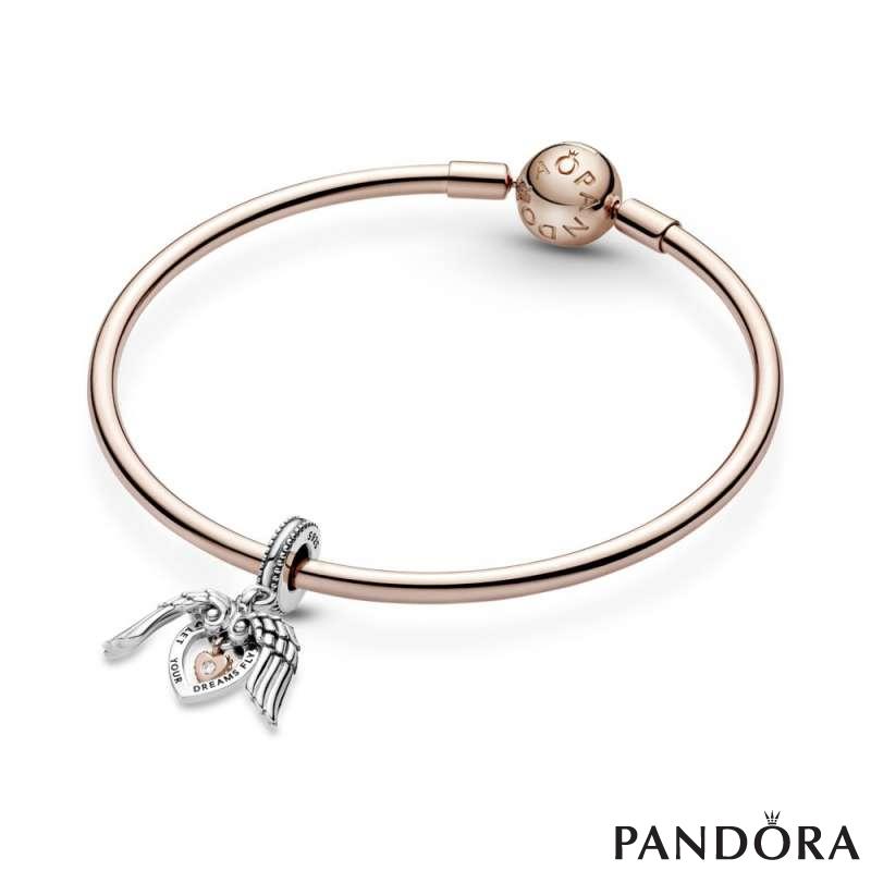 Pandora Club 2021 Angel Wings & Heart Dangle Charm 