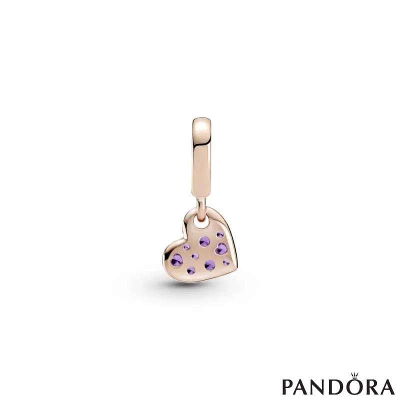 Royal Purple Pavé Tilted Heart Dangle Charm