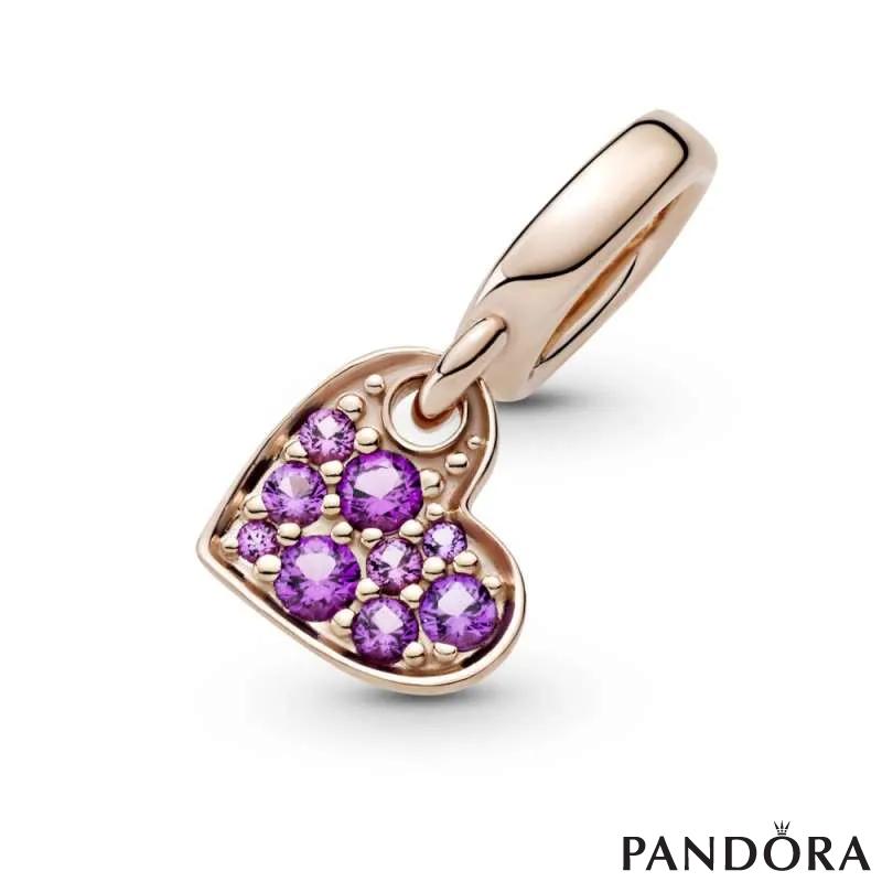 Royal Purple Pave Tilted Heart Dangle Charm PANDORA
