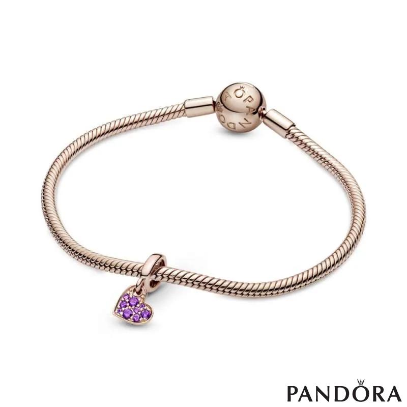 Royal Purple Pavé Tilted Heart Dangle Charm