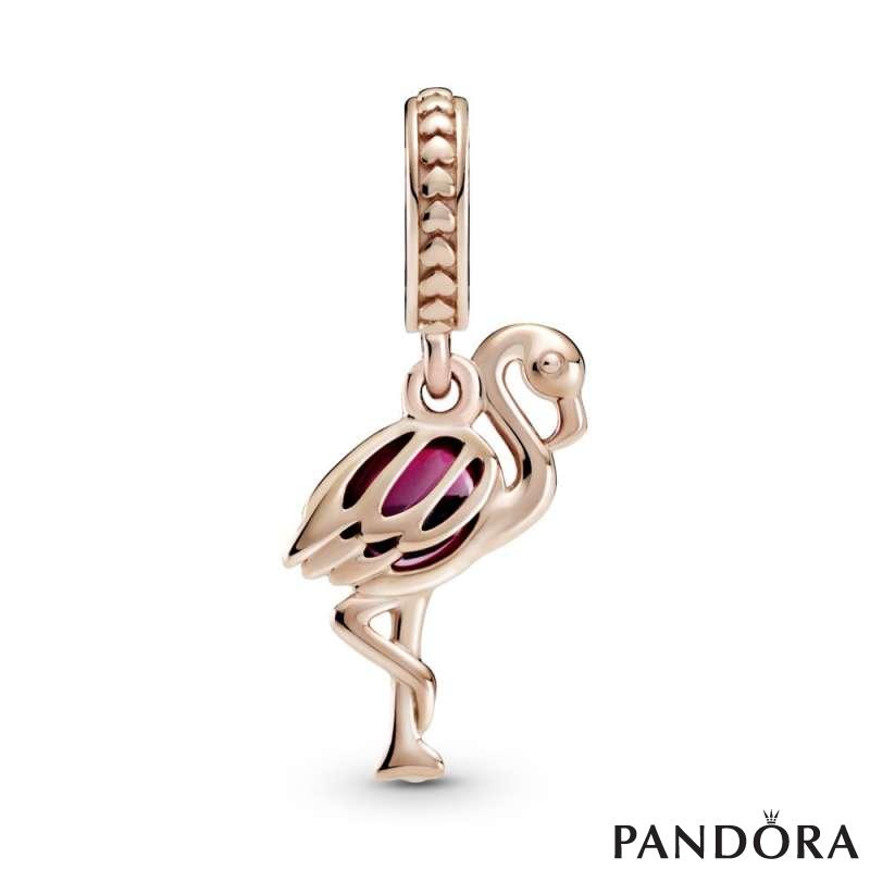 Pink Murano Glass Flamingo Dangle Charm