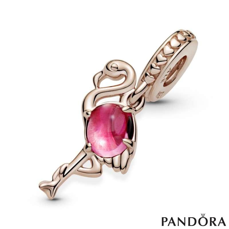 Pink Murano Glass Flamingo Dangle Charm