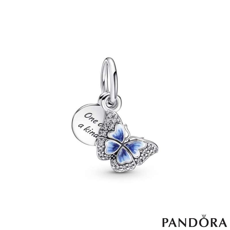 Blue Butterfly & Quote Double Dangle Charm 