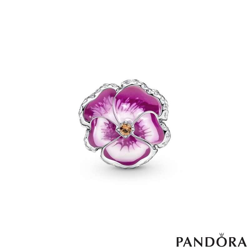 Pink Pansy Flower Charm 