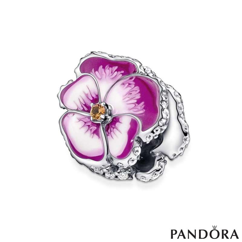 Pink Pansy Flower Charm 