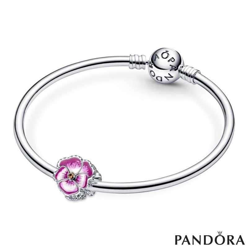 Pink Pansy Flower Charm 