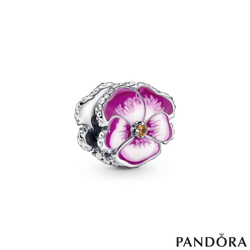 Pink Pansy Flower Charm 