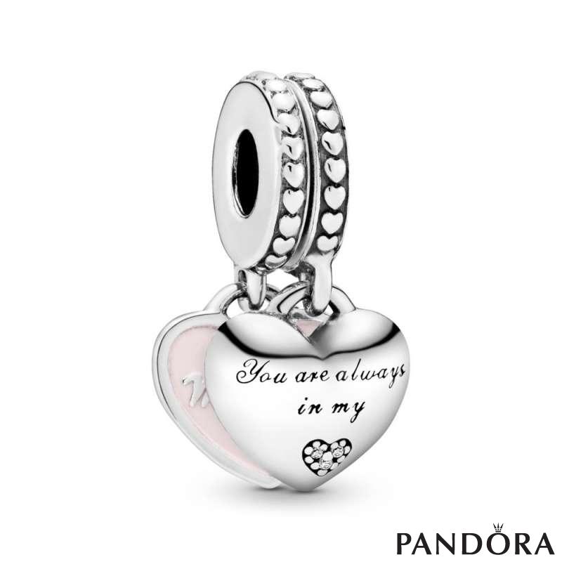 Pandora Mother & Daughter Hearts Dangle Charm, Soft Pink Enamel & Clear  Cubic Zirconia