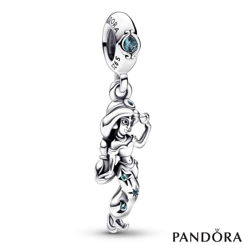 Disney Aladdin Jasmine sterling silver dangle with icy green crystal and moonlight blue crystal PANDORA