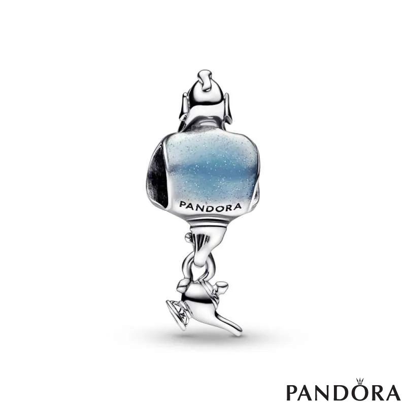 Disney Aladdin Genie sterling silver charm with black, glittery blue and transparent enamel 