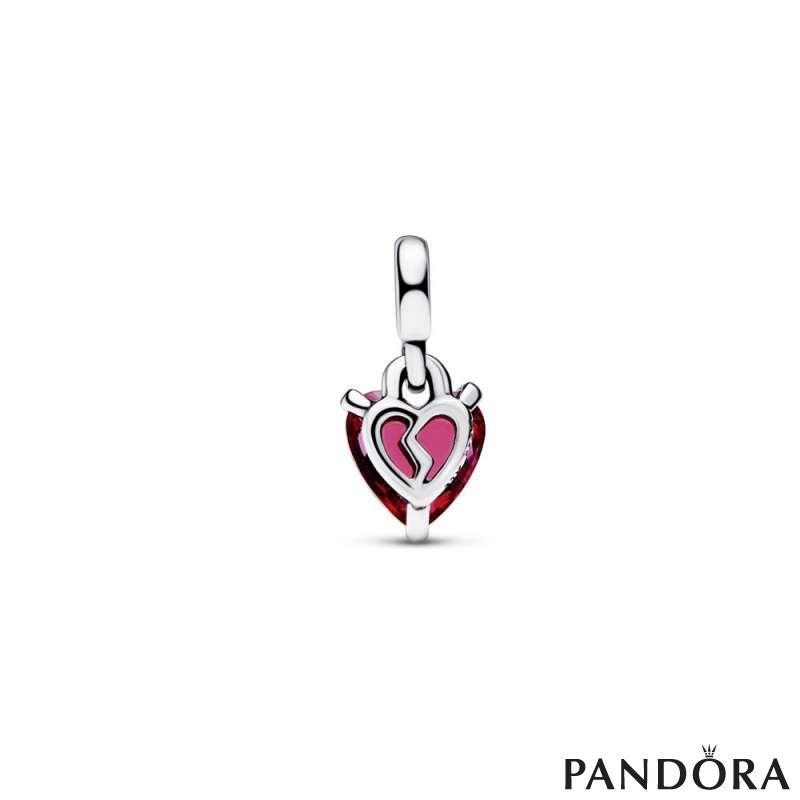 Heart sterling silver mini dangle with cherries jubilee red crystal 