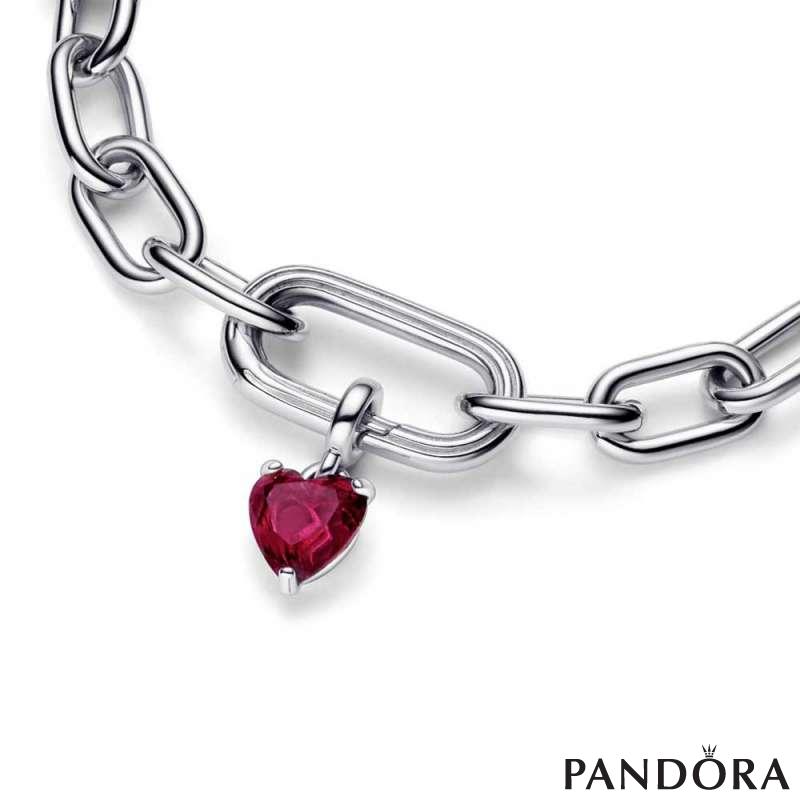 Heart sterling silver mini dangle with cherries jubilee red crystal 