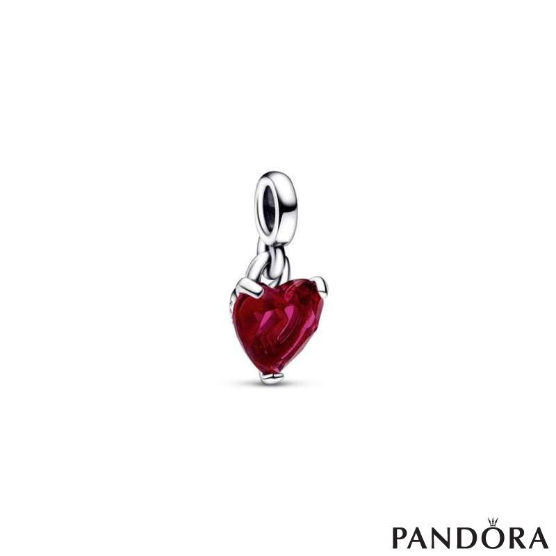 Heart sterling silver mini dangle with cherries jubilee red crystal 