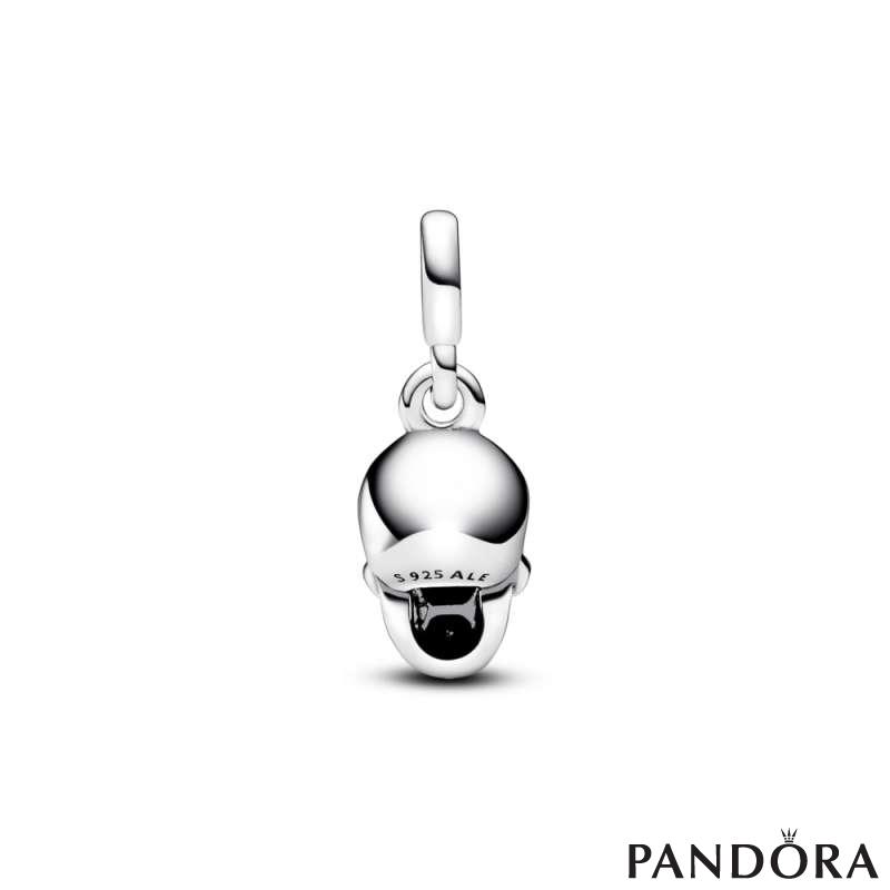 Skull sterling silver mini dangle with clear cubic zirconia 