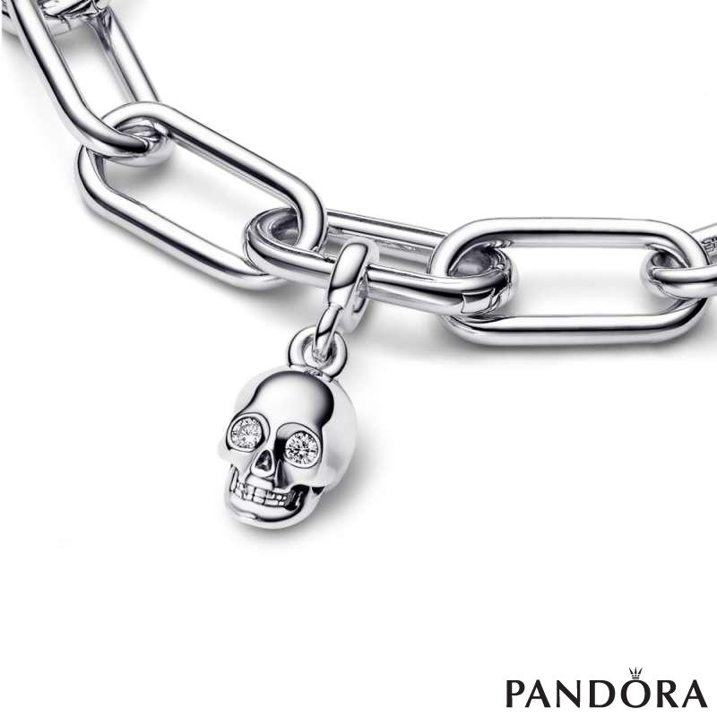 Skull sterling silver mini dangle with clear cubic zirconia 