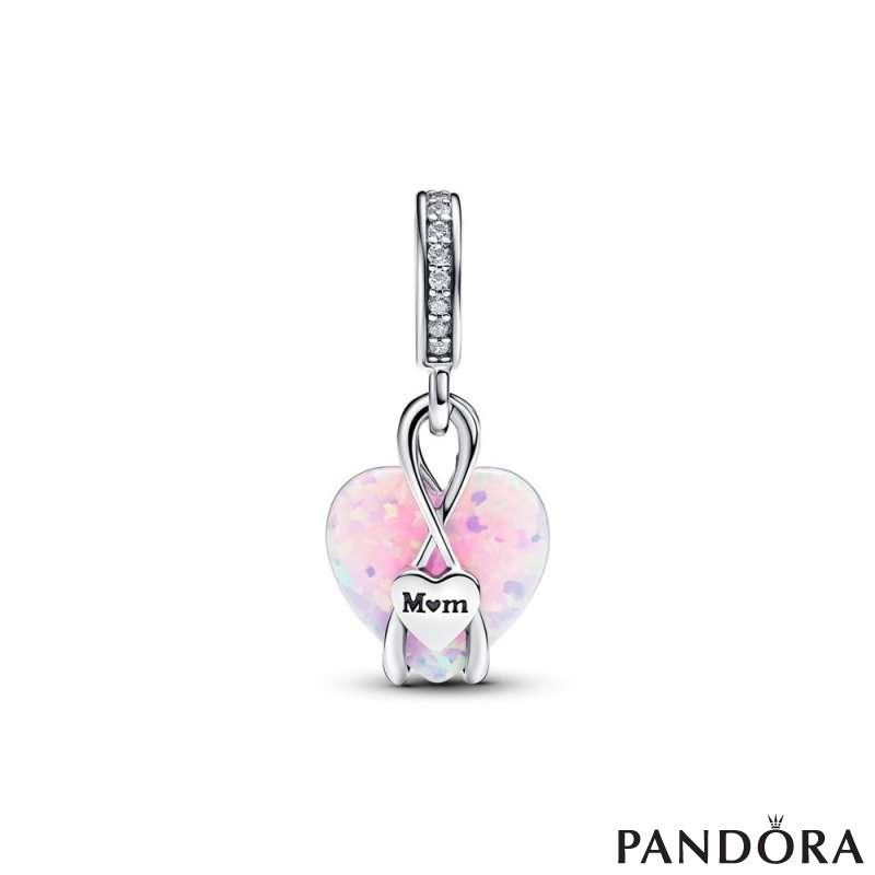 Pandora опалски висечки приврзок во облик на срце Mum 