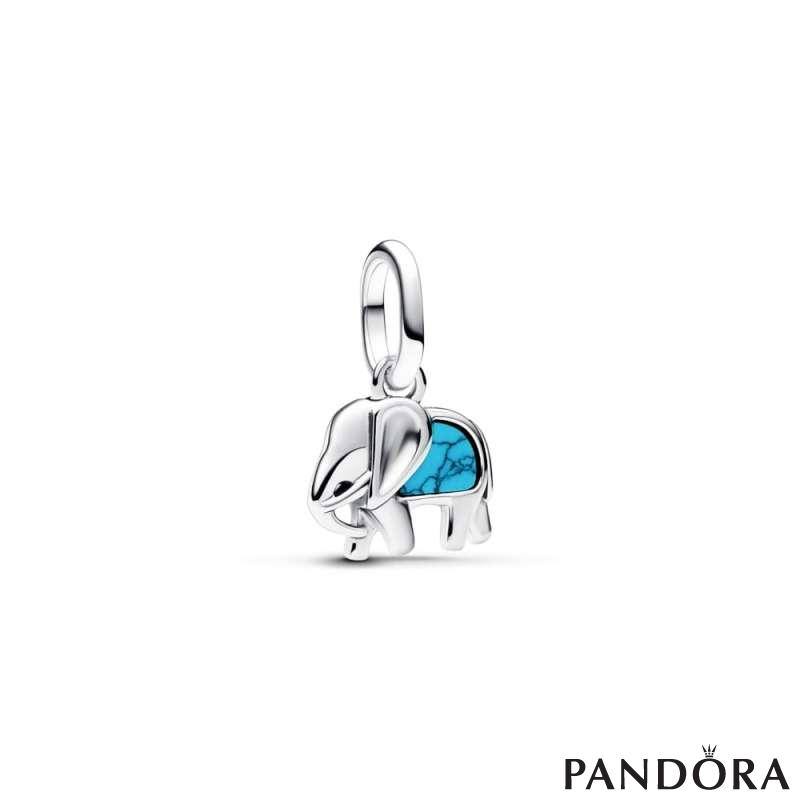 Turquoise-coloured Elephant Mini Dangle Charm