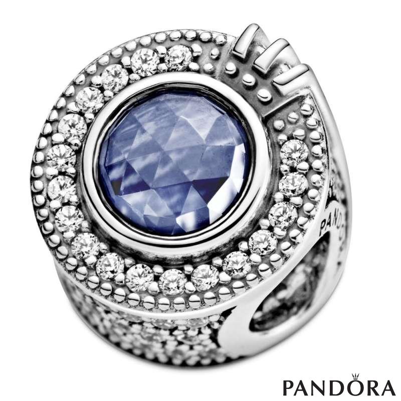 Pandora blue sparkling crown ring top