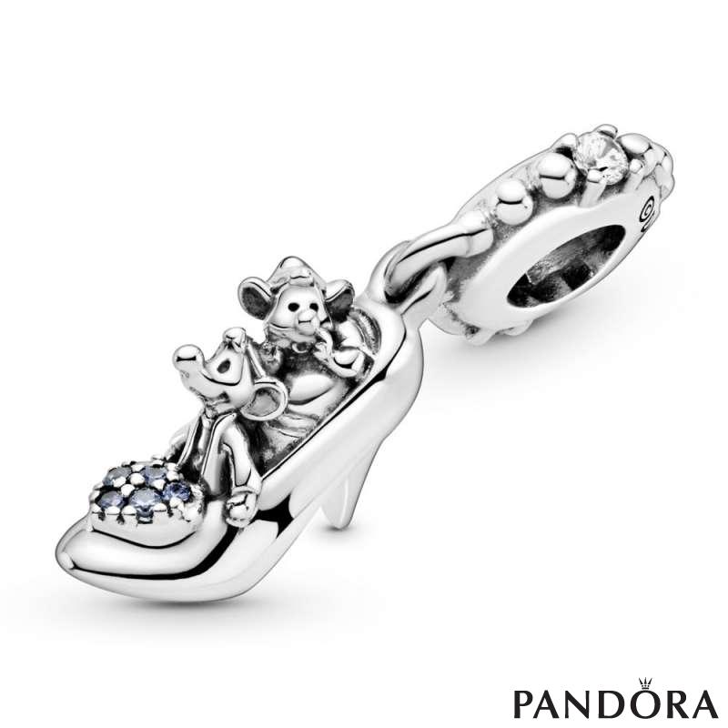 Disney Cinderella Glass Slipper Mice Dangle Charm PANDORA