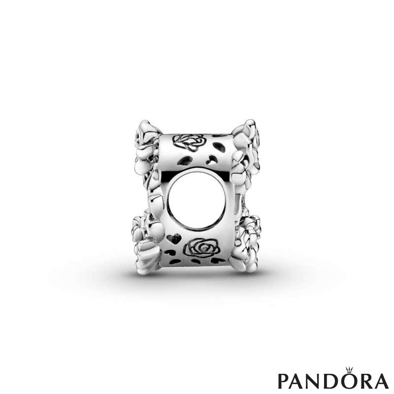 Open Heart & Rose Flowers Charm