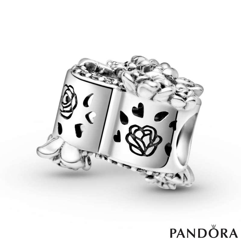 Open Heart & Rose Flowers Charm