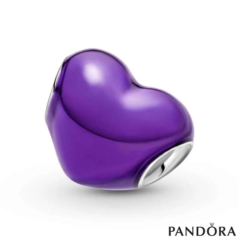 Metallic Purple Heart Charm 