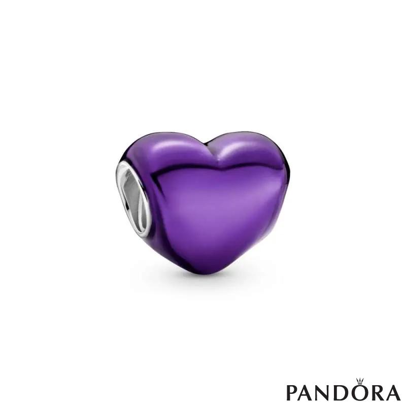 Metallic Purple Heart Charm 