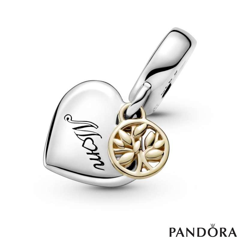 Two-tone Family Tree & Heart Dangle Charm