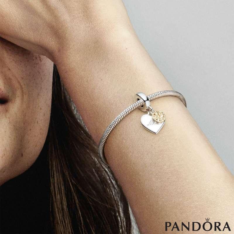 Two-tone Family Tree & Heart Dangle Charm