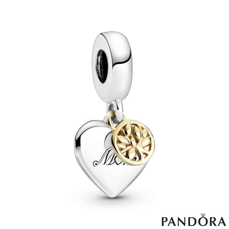 Two-tone Family Tree & Heart Dangle Charm | PANDORA