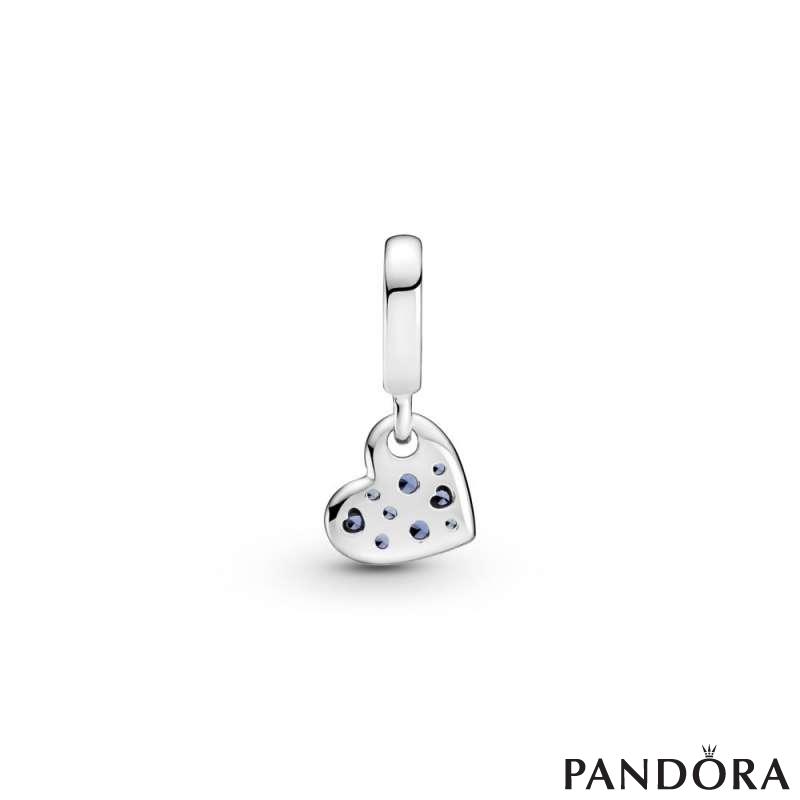 Stellar Blue Pavé Tilted Heart Dangle Charm