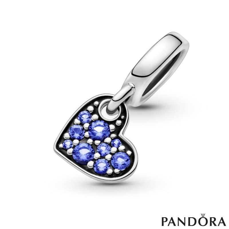 Stellar Blue Pavé Tilted Heart Dangle Charm
