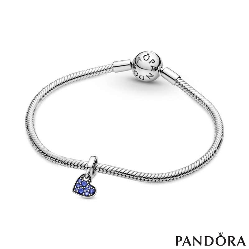 Stellar Blue Pavé Tilted Heart Dangle Charm