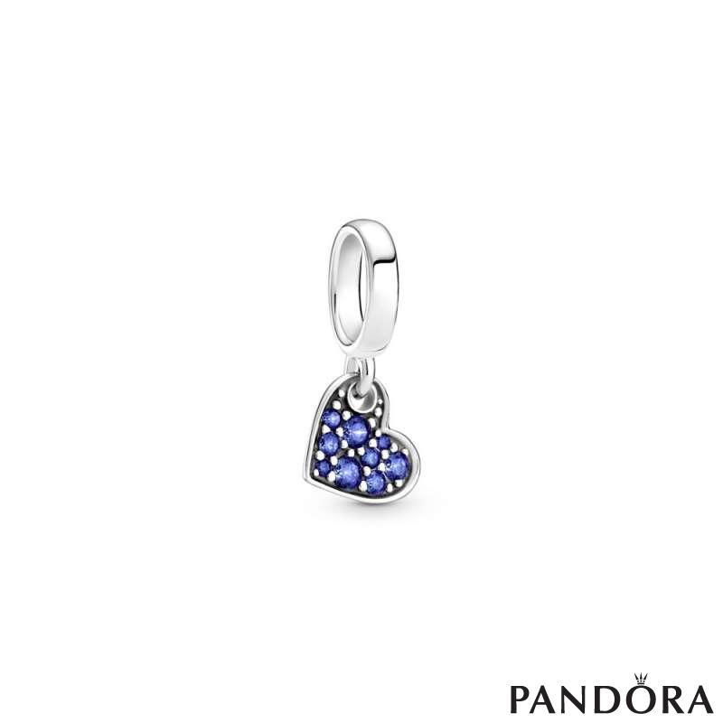Stellar Blue Pavé Tilted Heart Dangle Charm