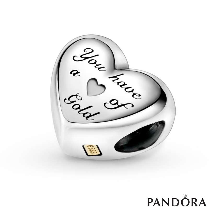 Domed Golden Heart Charm PANDORA