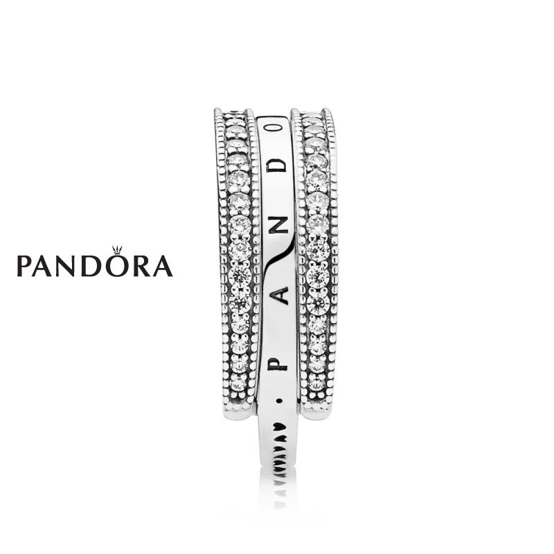 Прстен Pandora Лого & Срца