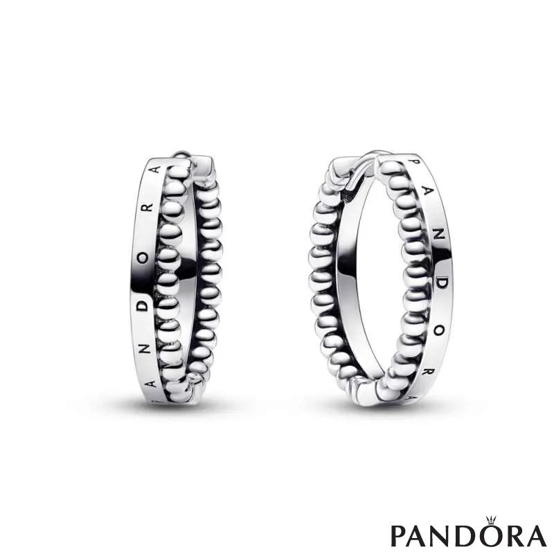 Обетки-алки Pandora Signature лого и перли 