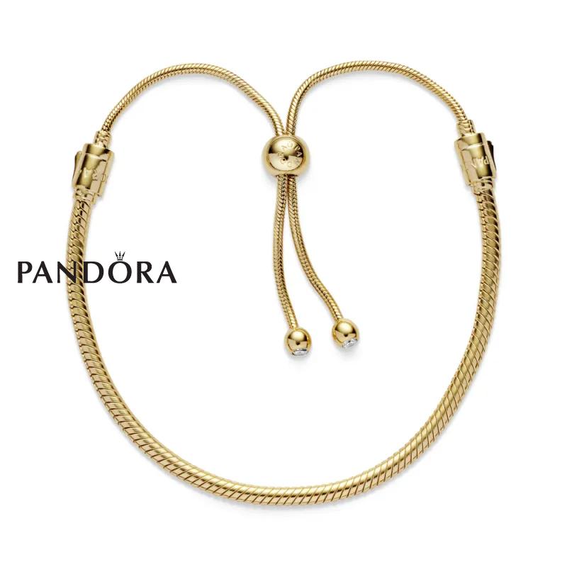 Pandora 14к позлата Белегзија со Силиконски Подесувач на Големина