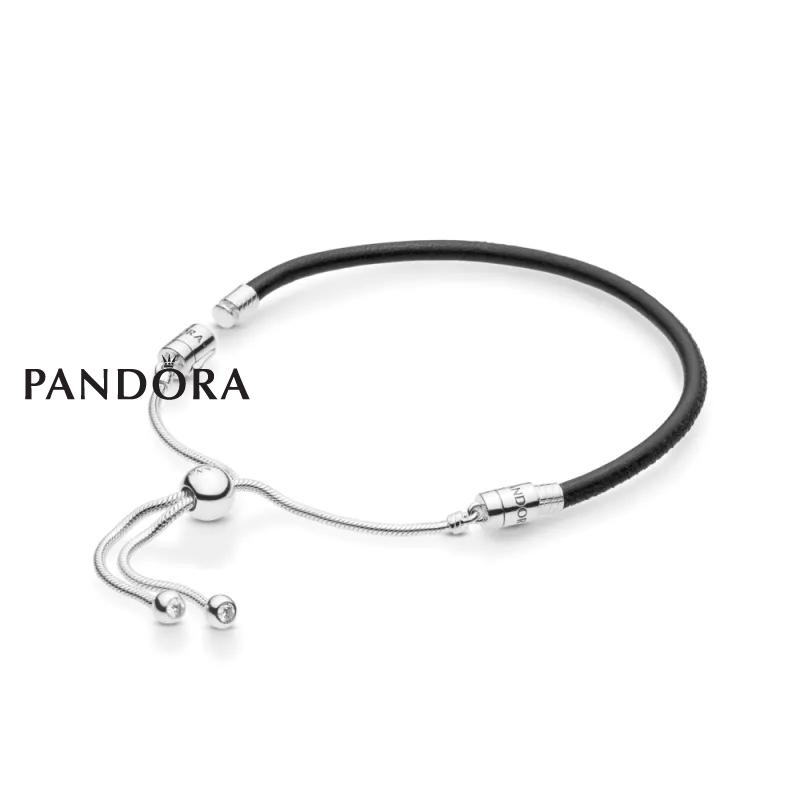 Pandora Moments Црна Кожна Белегзија со Силиконски Подесувач