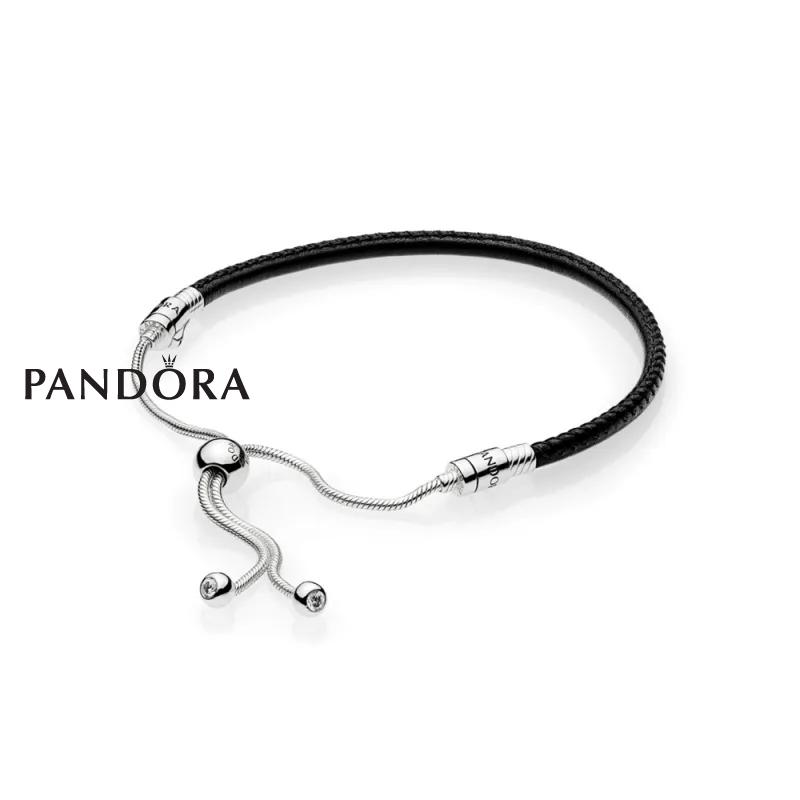 Pandora Moments Црна Кожна Белегзија со Силиконски Подесувач