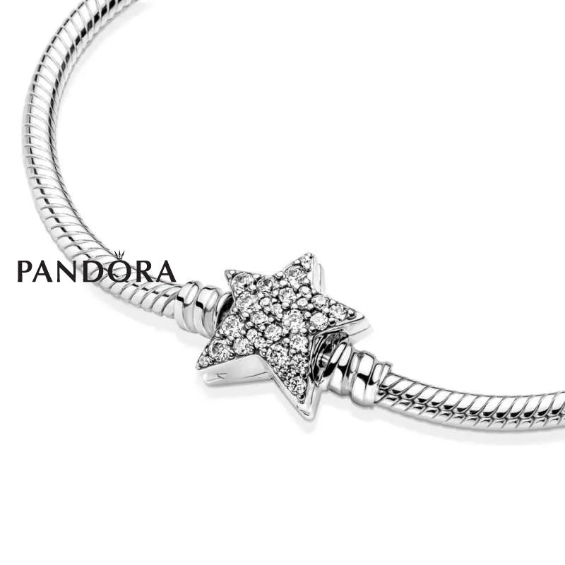 Белегзија Pandora Moments со змиска плетка и затворач со асиметрична ѕвезда 