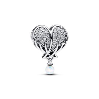 Sparkling Angel Wings & Heart  Charm